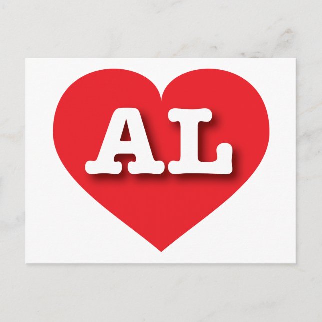 I love Alabama  - AL red heart Postcard (Front)
