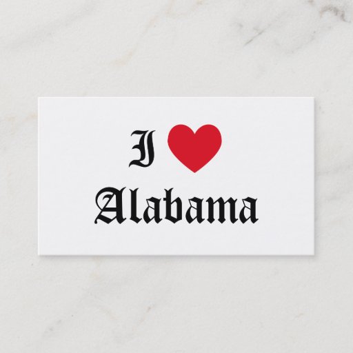 Customizable I Love Alabama Business Card Template