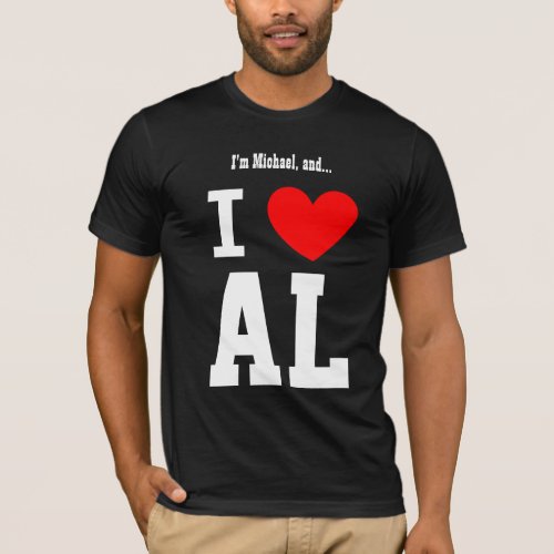 I Love Alabama or Any City or State Red Heart T_Shirt