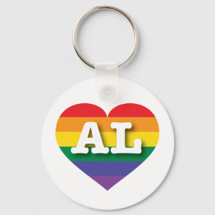 I Love Alabama Rainbow Heart Keychain