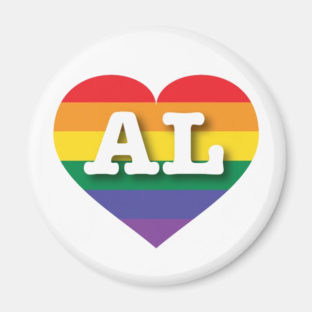 I Love Alabama Rainbow Heart Magnet (Front)