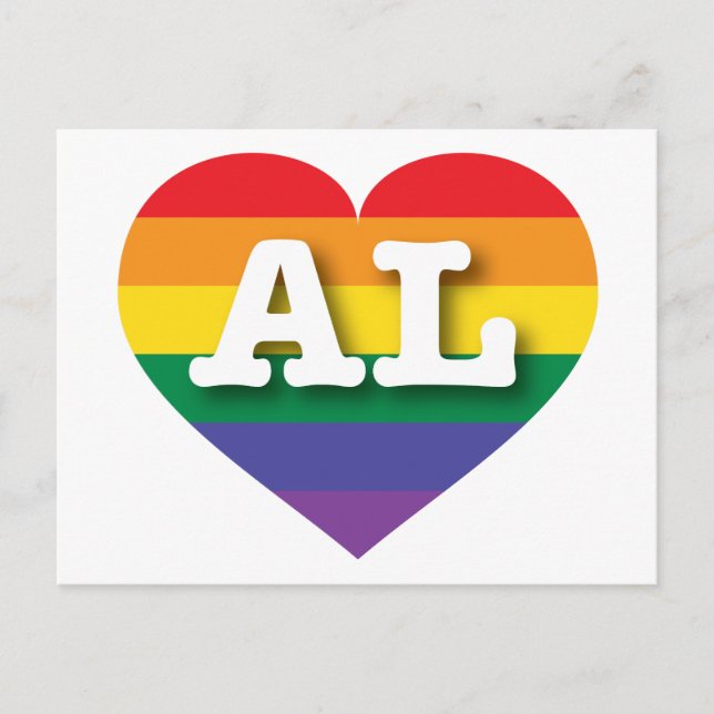 I Love Alabama Rainbow Heart Postcard (Front)