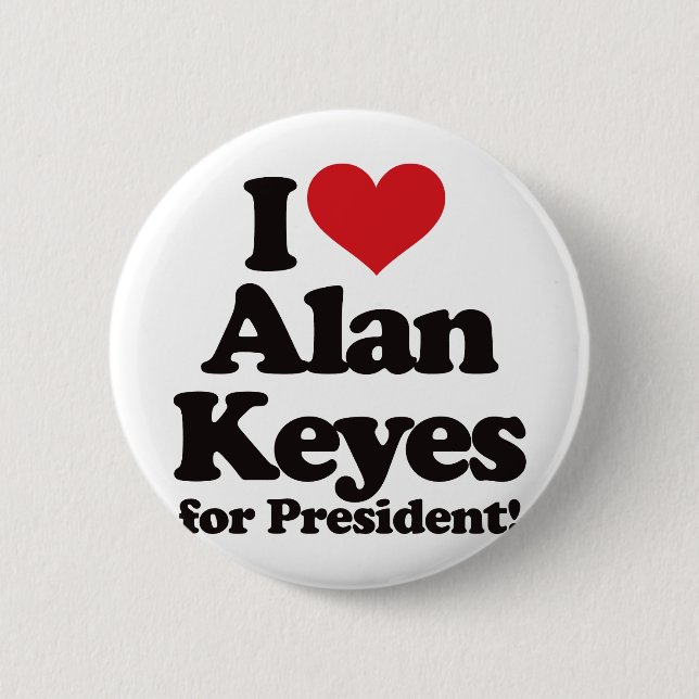 I Love Alan Keyes for President Pinback Button (Front)