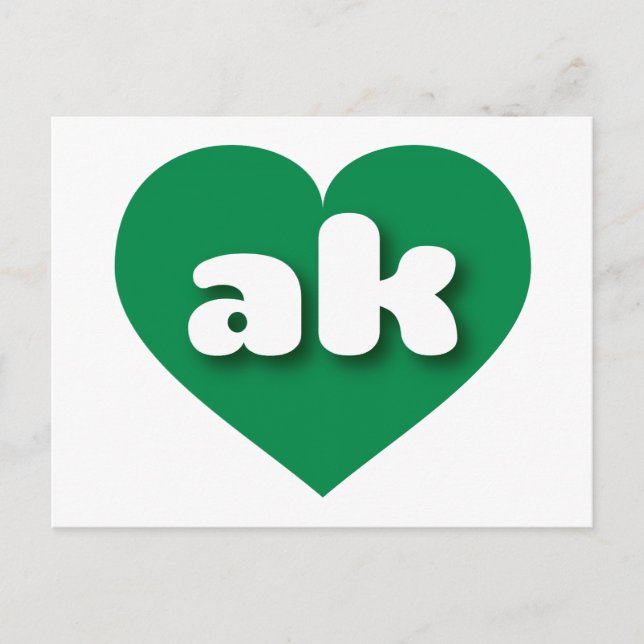 I love Alaska - ak green heart Postcard (Front)