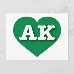 I love Alaska - AK green heart Postcard