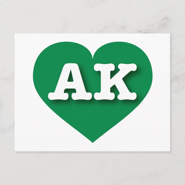 I love Alaska - AK green heart Postcard (Front)