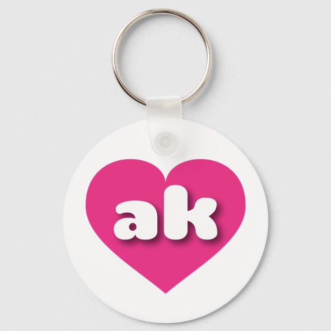 I love Alaska - ak hot pink heart  Keychain (Front)