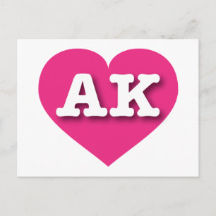 I love Alaska - AK Hot Pink Heart  Postcard