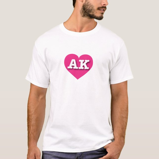 I love Alaska - AK Hot Pink Heart  T-Shirt (Front)