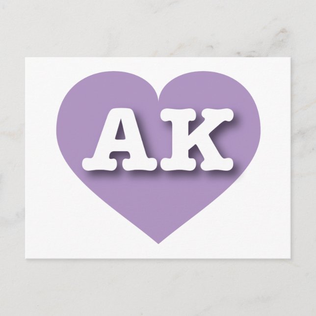 I love Alaska - AK lavender heart Postcard (Front)