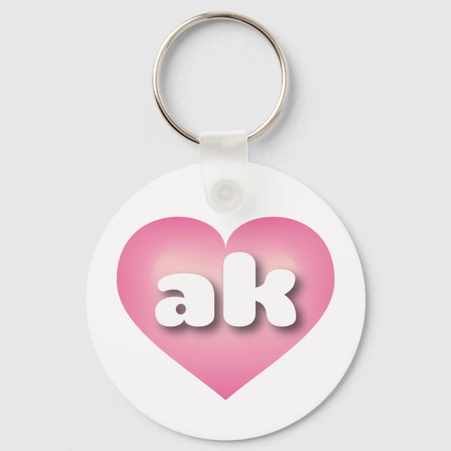 I love Alaska - ak pink fade heart Keychain (Front)