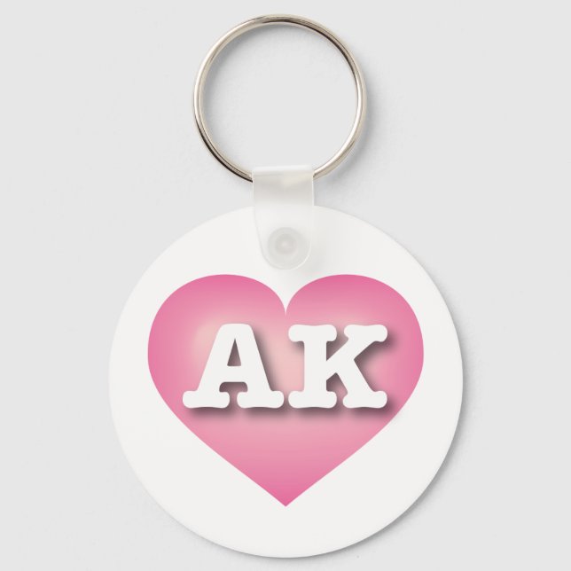I love Alaska  - AK pink fade heart Keychain (Front)