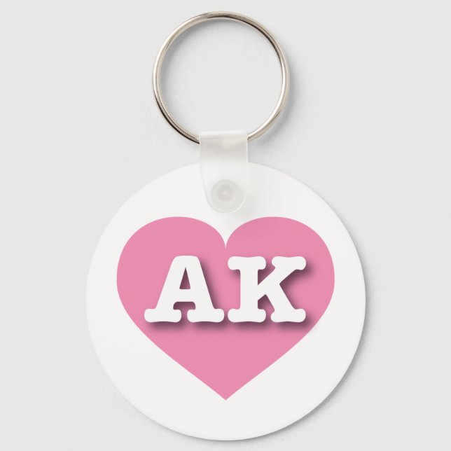 I love Alaska - AK pink heart Keychain (Front)