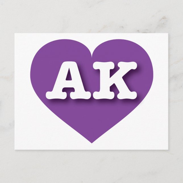 I love Alaska - AK purple heart Postcard (Front)