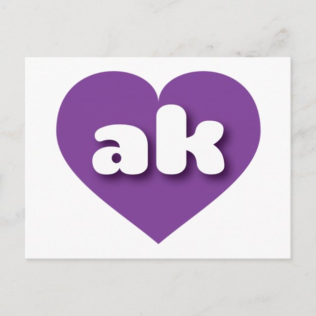 I love Alaska - ak purple heart  Postcard (Front)