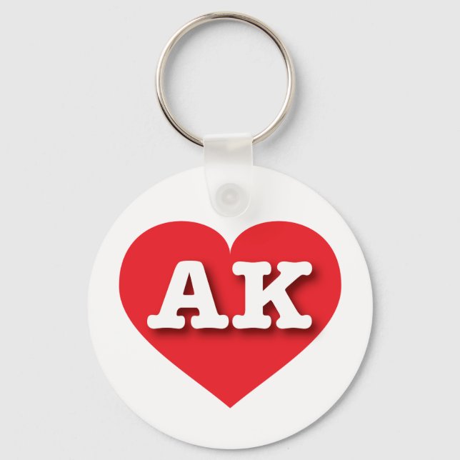 I love Alaska - AK red heart Keychain (Front)