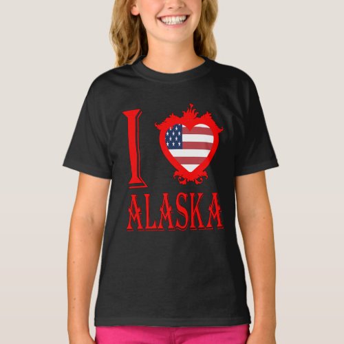 i love AlaskaAlaska lover AlaskaUSA flagred T_Shirt