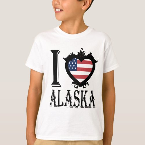 i love AlaskaAlaska lover AlaskaUSA flag T_Shirt