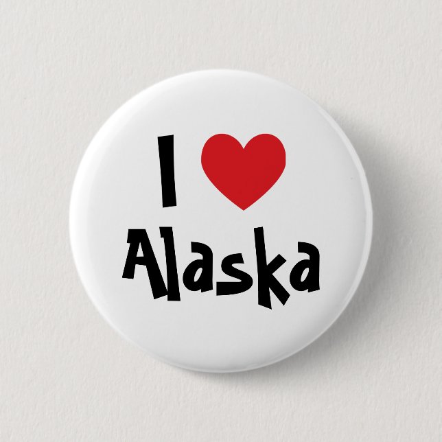 I Love Alaska Pinback Button (Front)