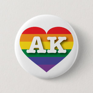 I Love Alaska Rainbow Heart Button