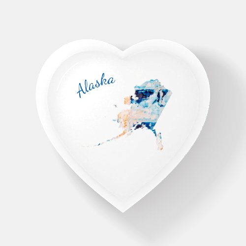 I Love Alaska State Outline Abstract Heart Paperweight