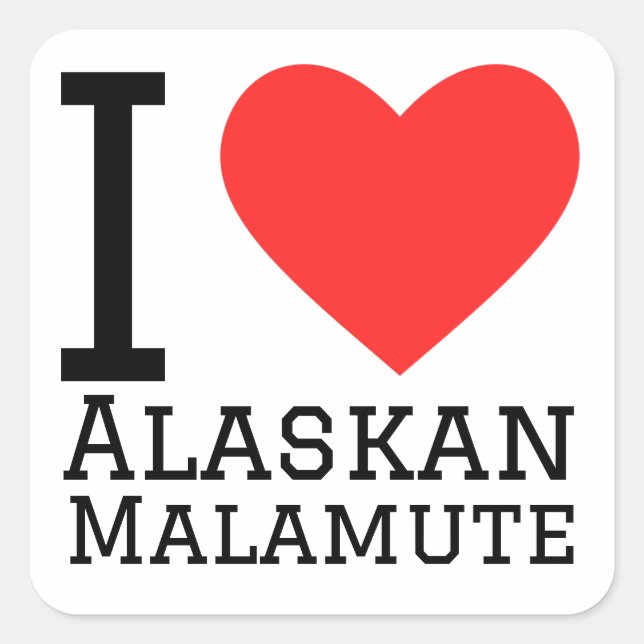 I love Alaskan malamute Square Sticker (Front)