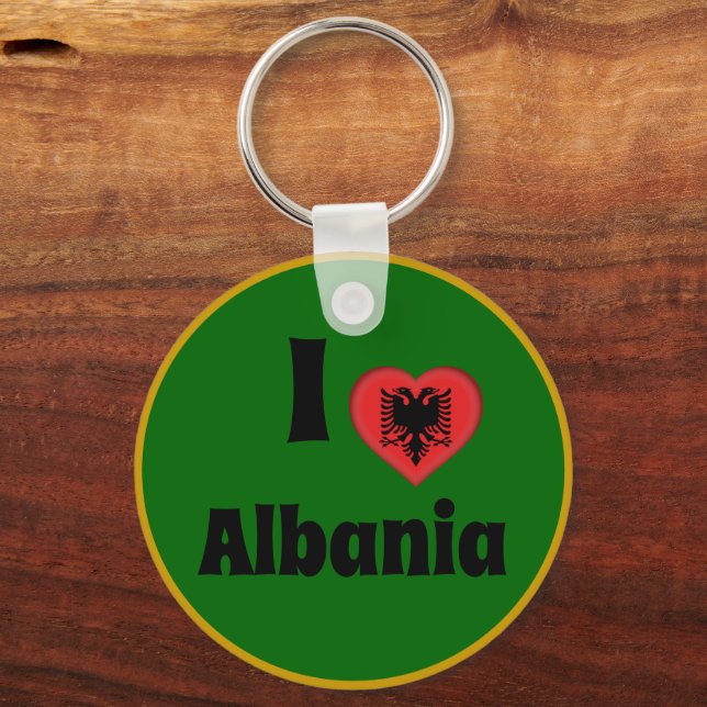 I love Albania & Albanian Heart - travel / sports Keychain (Front)