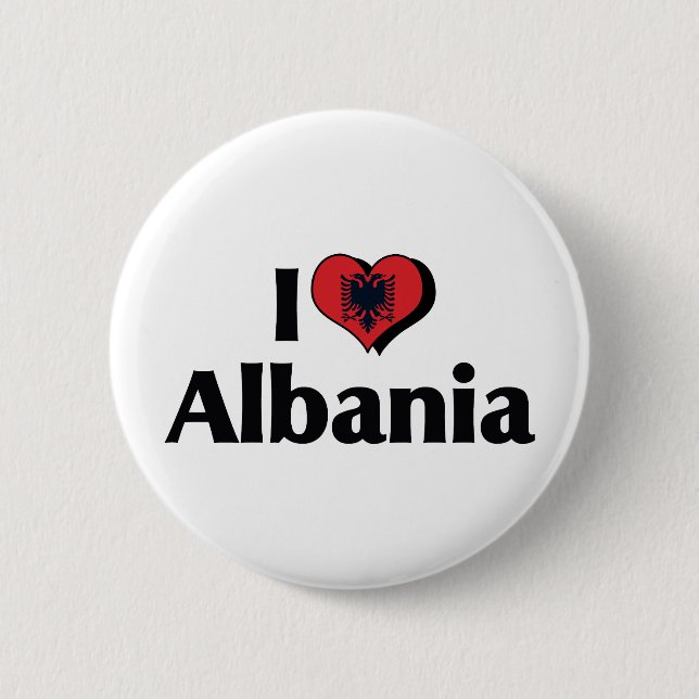 I Love Albania Flag Pinback Button (Front)