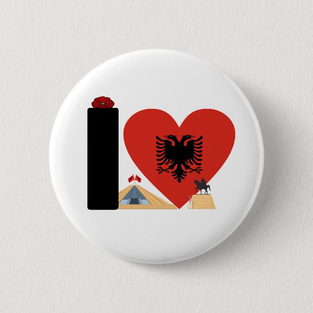 I LOVE ALBANIA - For real Albanians! Button (Front)