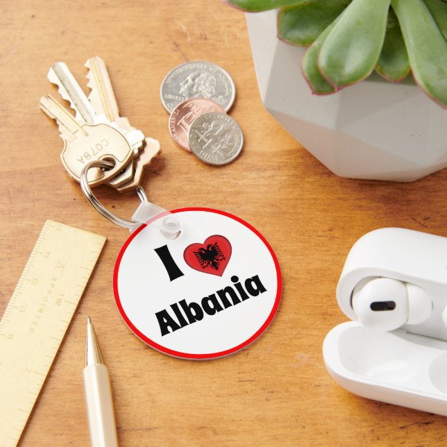 I love Albania & Heart - country, travel / sports Keychain (Desk)
