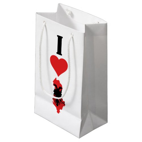I Love Albania Vertical I Heart Albania Flag Map Small Gift Bag