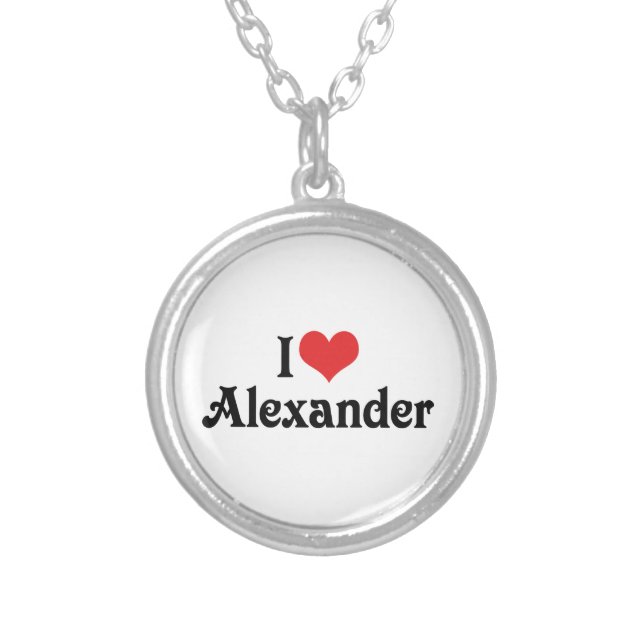 I Love Alexander Silver Plated Necklace (Front)