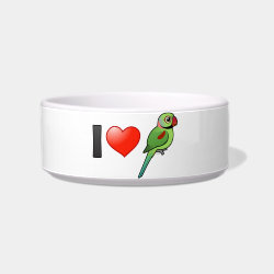 I Love Alexandrine Parakeets Cat Food Bowl