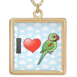 I Love Alexandrine Parakeets Large Necklace