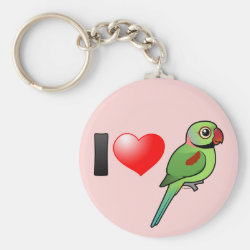 I Love Alexandrine Parakeets Basic Button Keychain