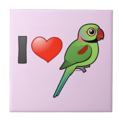 I Love Alexandrine Parakeets Small Ceremic Tile (4.25