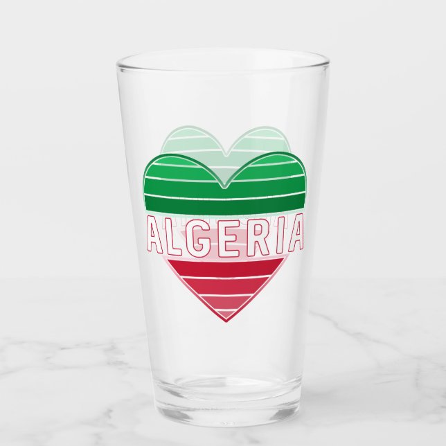 I Love Algeria, Algerian Heart  Glass (Front)