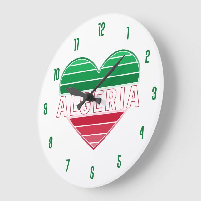 I Love Algeria, Algerian Heart  Large Clock (Angle)
