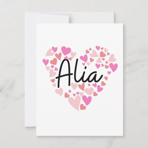 I love Alia _ hearts for Alia Thank You Card