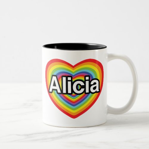 I love Alicia rainbow heart Two_Tone Coffee Mug