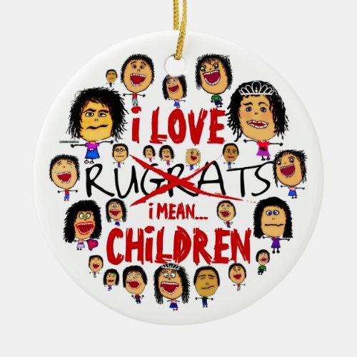 I Love All Children Cartoon Ceramic Ornament