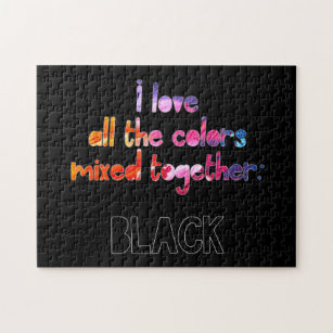 I love all the colors together solid black jigsaw puzzle