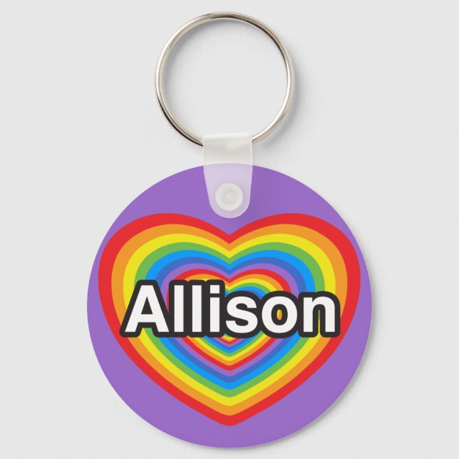 I love Allison. I love you Allison. Heart Keychain (Front)