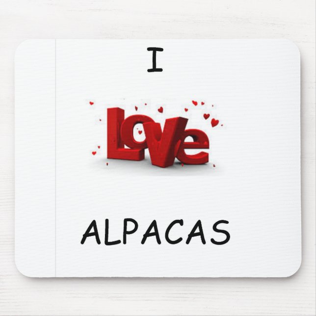 I Love Alpacas Mouse Pad (Front)