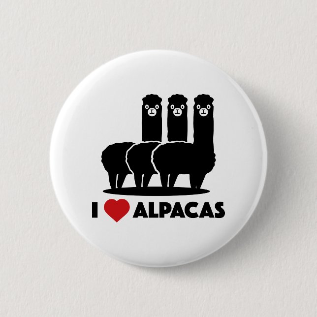 I Love Alpacas Pinback Button (Front)