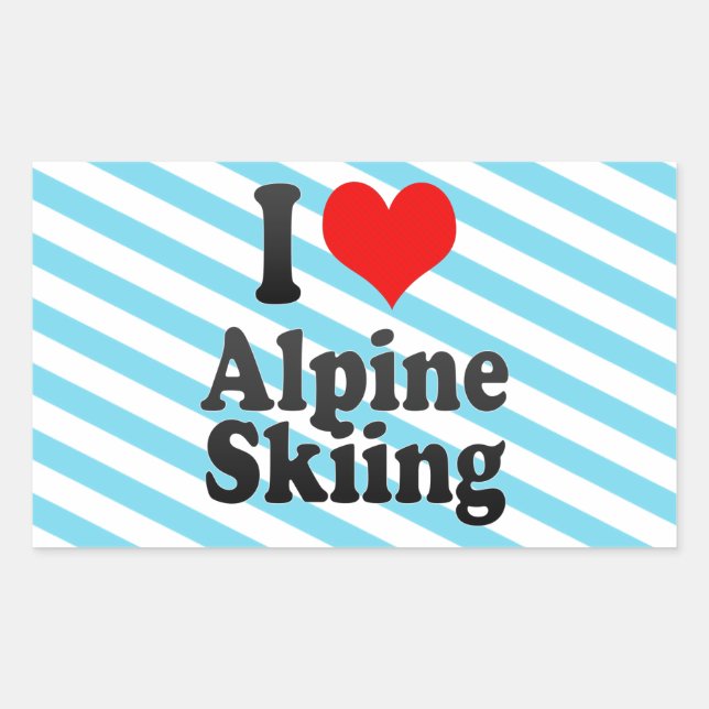 I love Alpine Skiing Rectangular Sticker (Front)