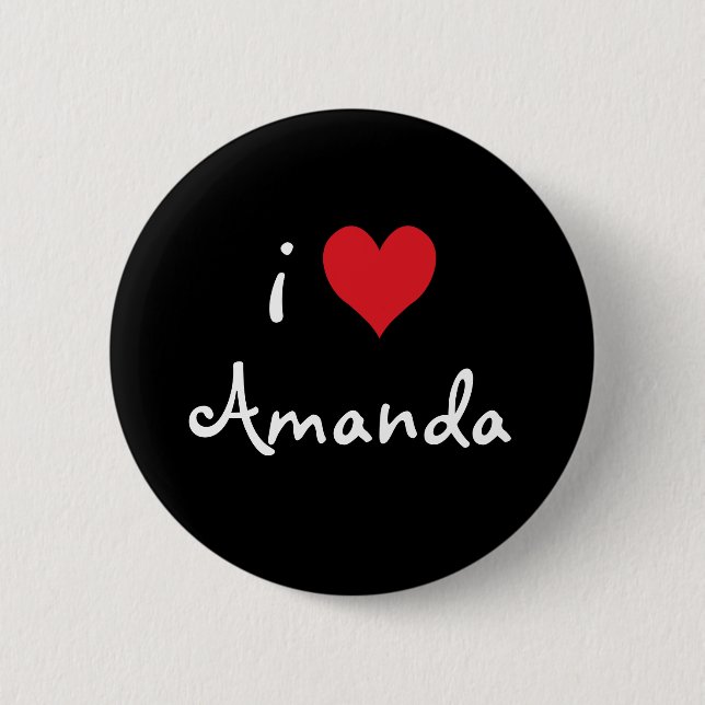 I Love Amanda Pinback Button (Front)