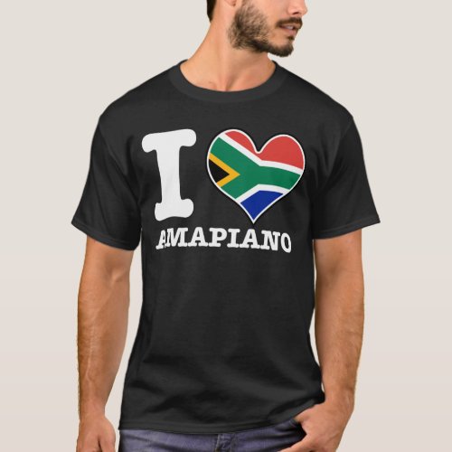 I Love Amapiano South African Flag DJ Design T_Shirt