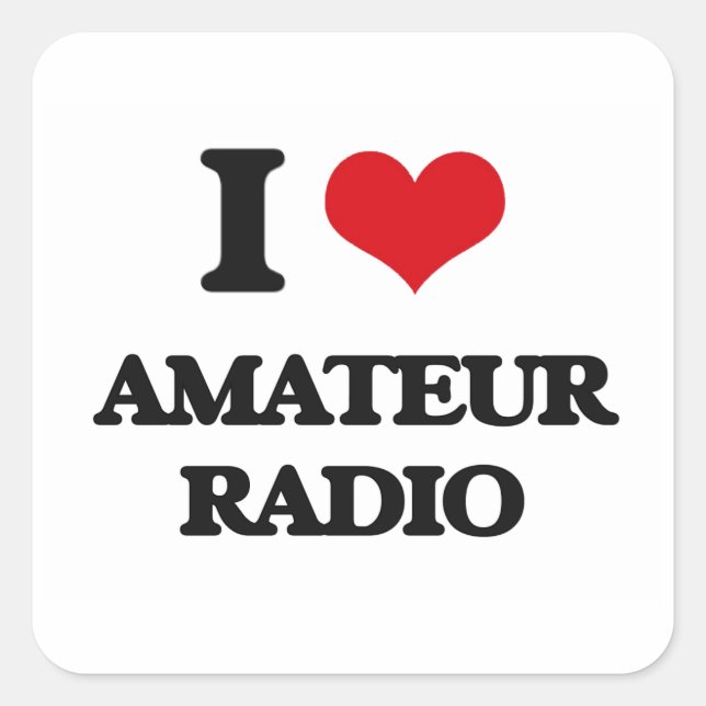 I Love Amateur Radio Square Sticker (Front)