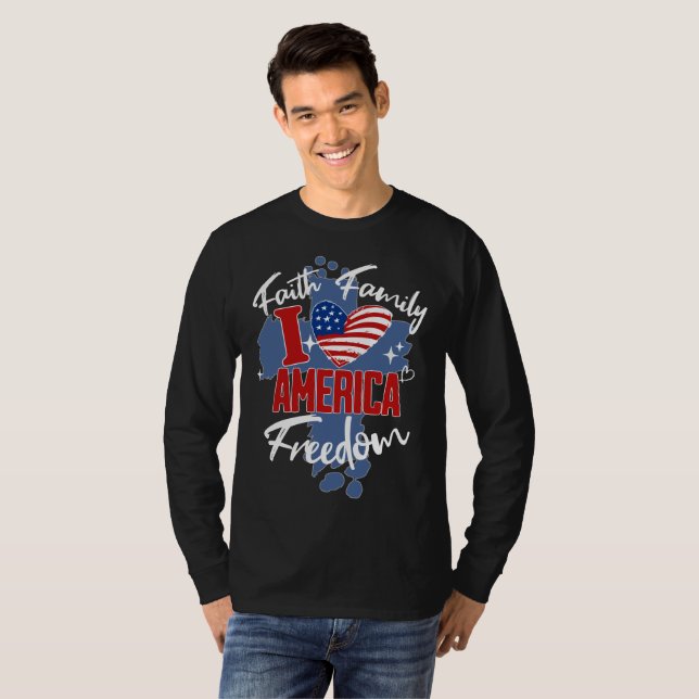 I Love America 4th July Men's T-Shirt Black (Front Full)